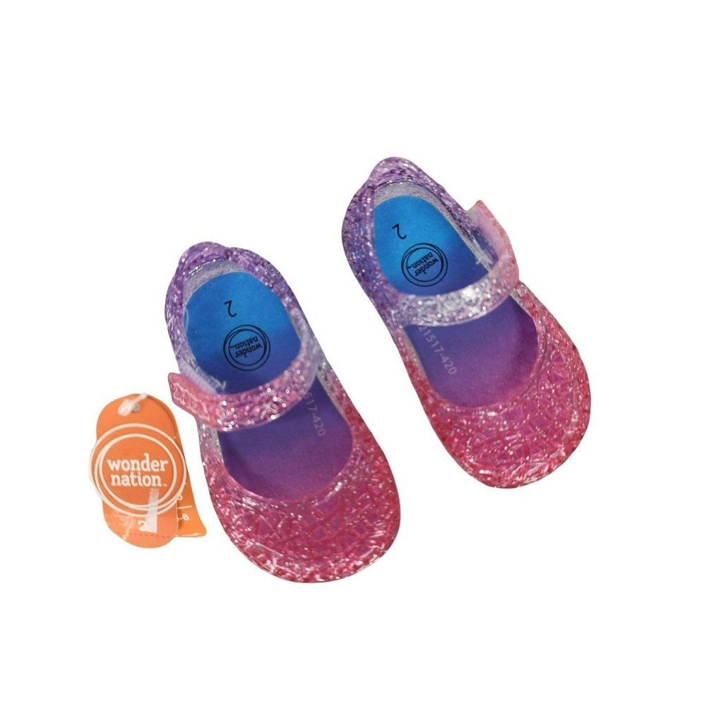 Wonder Nation size 2 Pink Blue Jelly shoes glitter mary‎ Jane
